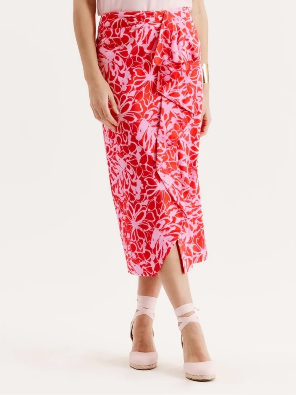 tyler boe Red Josphine Wrap Skirt NWT